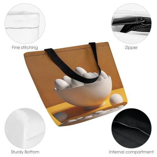 There Are Eggs in The Bowl Shopping Bag for Ladies Reusable Shopping Bagstote Bag Stylish Waterproof Oxford Cloth Ladies Shoulder Bag for Work Shopping3