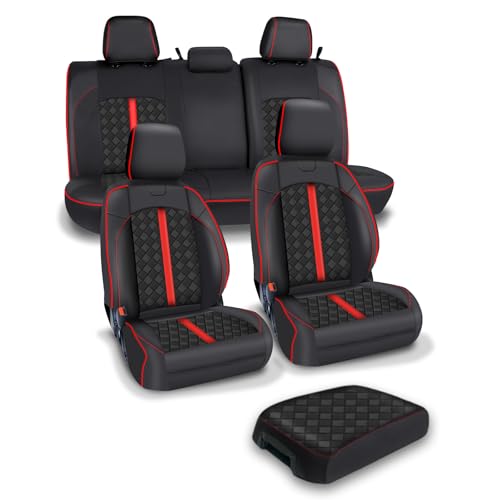 Image of Carlimeki Leather Seat Covers Custom Fit for Tacoma Gen 3rd (2016-2023) | For Double & Crew Cab only - Fits SR, SR5, Limited, TRD Pro, TRD Sport, TRD Off-Road, Trail Special Edition - Fully Covered