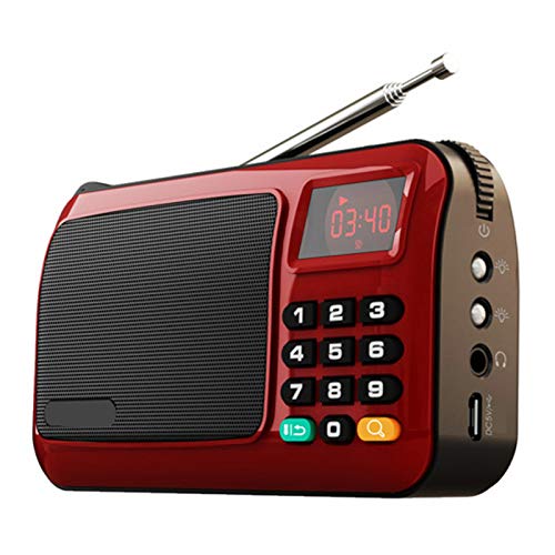 Radio Speaker,Portable Radio Speaker Music Player Mini Radio with LED Display Screen and Flashlight Radio Speaker, (Red)
