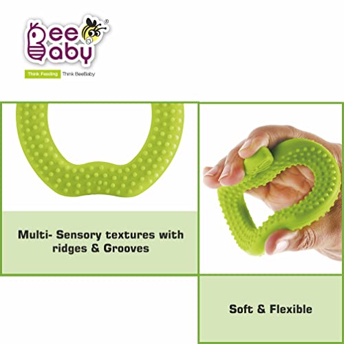 Image of BeeBaby Teethers for 6 to 12 Months, Soft Silicone Baby Teether for Babies, BPA Free Food Grade Teething Toy with Textured Surface for Gum Relief, Infant Chew Toy with Carry Case, BIS Certified