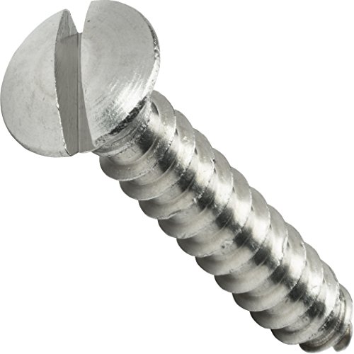 #4 x 1-2 Oval Head Sheet Metal Screws, Slotted Drive, Stainless Steel 18-8, Fully Threaded, Stainless Steel, Self-Tapping, Quantity 100