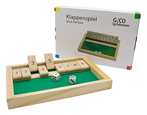 GICO Shut The Box jeu / volets en bois. Le jeu de société bien connu pour petits et grands - 7954