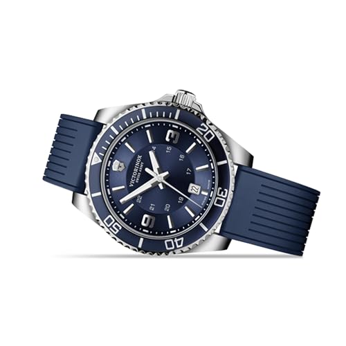 Image of Victorinox Maverick 43 mm, Silver Stainless Steel Case, Silver Stainless Steel Bezel, Blue Dial, Blue Rubber Strap Men's Watch, 249184