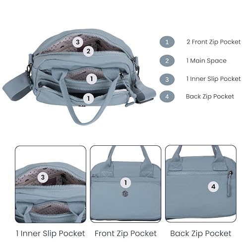 Image of TS WITH TECHSUN Small Women Crossbody Sling Bag Handbag for Travel Office Use, Water Resistant Nylon Shoulder Purse, Adjustable Strap Multipocket Organizer (25(L) X 19(H) X 9(W) CM)