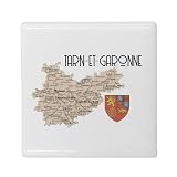 Aimant Frigo Céramique Carré   Tarn et Garonne 82 Département Montauban Carte Ancienne Occitanie   Format 5x5cm  Magnet Décoratif Souvenir pour Réfrigérateur et Tableau Magnétique Imprimé en France