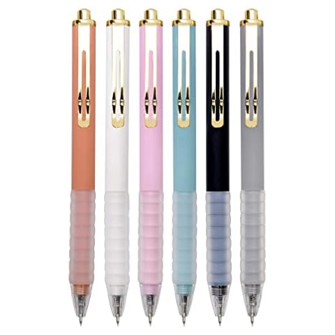 Linbsunne Ballpoint Pens Medium Point 1mm Black Ink Work Pen with Super Soft Grip Ball Point Pen for Men Women Retractable Office Pens (Gold Clip-6 count) Cover