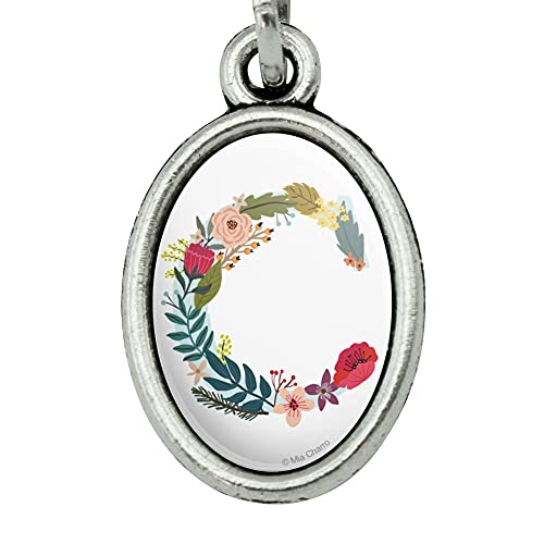 Letter C Floral Monogram Initial Metal Bookmark Page Marker With Oval Charm #TOP2