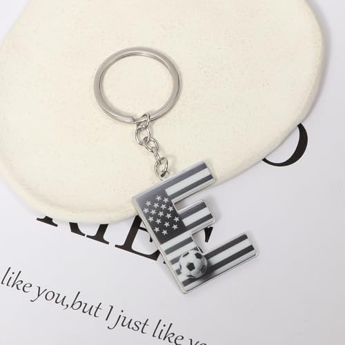 Bag Charms Initial A-Z Letter Keychain Bag Charm Soccer Keychain for Handbags Sports Bag