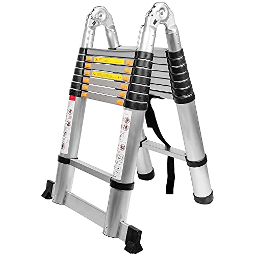 Beetro 16.5Ft Aluminum Telescoping Ladder, A Type Portable Telescopic Extension Ladder With Balance Rod Non-Slip Cap For Outdoor Working Household Use, 330Lb Capacity #TOP10