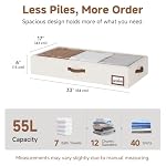 StorageWorks 6 Inch Low Profile Under Bed Storage Containers with Clear Lid - Image 3