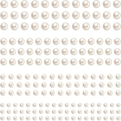 2800 Pcs Pearl Stickers 4 Size Self Adhesive Pearl Stickers White Flat Back Pearls Stickers Faux Pearl Embellishment Stickers Sheet for Face Beauty Makeup Nail Phone DIY Craft Home Decor (Beige)