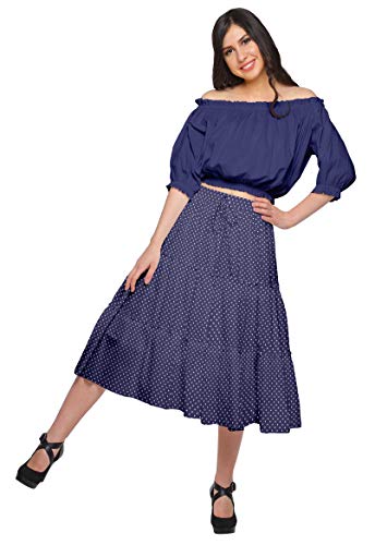 Cotton Skirt with Elastic Pull-On Waist Printed Flared Skirt Summer Wear2