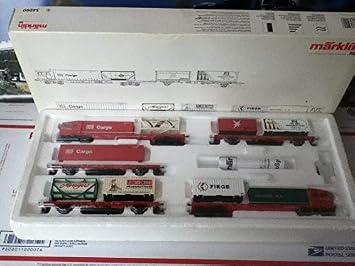 MARKLIN HO DB Cargo-Sprinter Train CONTAINERS Set 34090 with Doble BR-700 LOCOMOTIVES