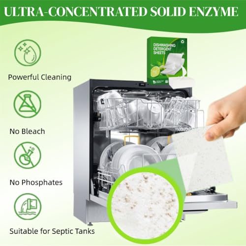 Spülmaschinen Blätter,200pcs Spülmaschinenblätter Ohne Chemie,Spülmittel Blätters,Dishwasher Sheets Kraftvolle Reinigung,Waschblätter,Geschirrspüler Blätterss,Natürliche Spülmittel Streifen