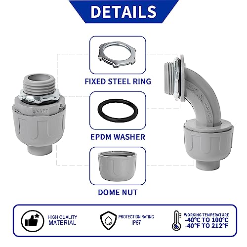 Yariwiz 3/4 Inch Pvc Electrical Flexible Conduit 25 Feet With 3 Pcs Of Straight Adapters, 3 Pcs Of 90 Degree Elbows And 7 Pcs Of Pipe Straps, Liquid-Tight Flexible Non-Metallic Conduit #TOP7