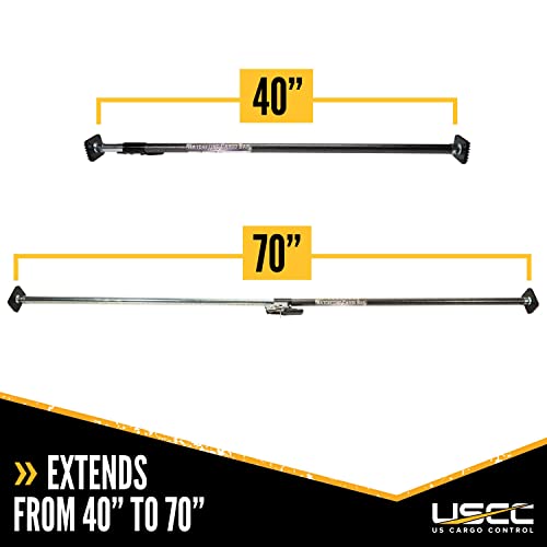 Image of US Cargo Control Ratcheting Cargo Bars for Pickup Truck Bed (126-Pack), 40 inch to 70 inch Adjustable Load Locks for Pickup Trucks, SUV, Minivan, & Small Trailers, Truck Bed Divider with Rubber Non-Slip Pads