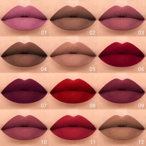 Image of evpct 1Pcs Mauve Matte Liquid Lipstick Lip Gloss Glossy Set for Black Women 24 Hour Pink Silky Velvet Lipstick labiales matte larga duracion mate 24 horas originales 01#
