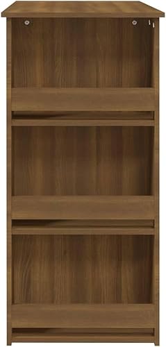 Miniatura 7 de Modern Brown Oak Bar Table with 3 Shelves Engineered Wood Kitchen Island Counter Height Table for Dining Room and Home Bar