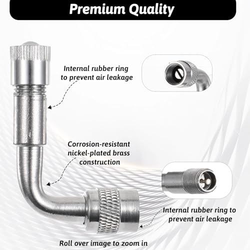 Image of cobee 6 Pcs Valve Stem Extenders, Tire Valve Stem Adapter 45 Degree 90 Degree 135 Degree Passenger Car Tires for Dual Wheels Passenger Cars, Rv, Bicycles, Stroller, Motorcycles and Trailers