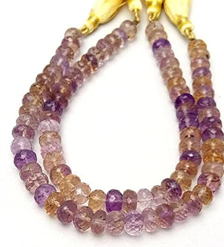 Perles d'amétrine pour création de collier de lithothérapie et bijoux bicolores uniques E0975