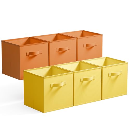 GRANNY SAYS Caisses de Rangement, Lot de 6 Cubes de Rangement Pliables en Tissu avec Poignées, Paniers et Boîtes de Rangement Étagère, Meuble Cube...