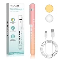 RISEMART Pupillenleuchte Diagnostikleuchte mit Pupillenmessgerät und Lineal,Warmes/Kühles Weiß, Aufladbar USB LED Stiftlampe für Krankenschwester Studentische Ärzte, Pen Light(Farbverlauf rosa orange)
