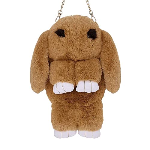 Meek Soft Cute Bunny Sling Bag With Chain And Smooth Zipper For Girls/Fluffy Rabbit Cross body& Hand Bag/Plush Bunny Shoulder Bag