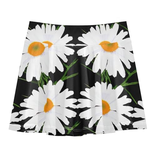 Athletic Shorts Girls Skorts White Daisy Flowers Thin Green Skirts with Shorts Cute Comfy Butterfly 3t