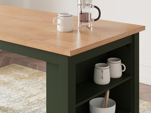 Signature Design by Ashley Gesthaven Counter Height Dining Table, Kitchen Island Table with 3 Storage Shelves, Wood Construction, Seats Up to 4, Natural and Green, 60" W - image 9