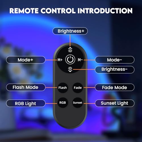 SEMRYICO Sunset Lamp Projector with Remote & Button Control – Multi-Color RGB — view 3