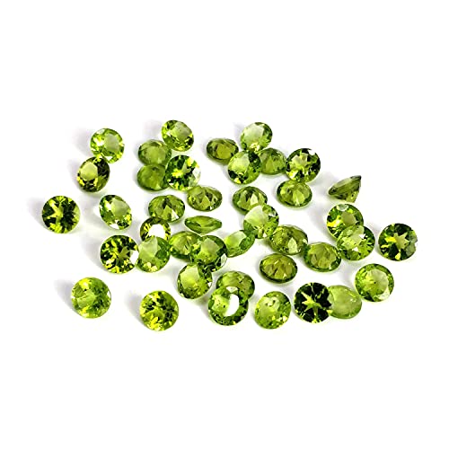 Lote de 200 Piezas Natural Peridoto 5mm de forma redondo Facetas Cortar la Piedra preciosa floja para la fabricación de joyas | Calidad AAA tamaño calibrado 1mm a 6mm redondo Piedra semipreciosa Cover