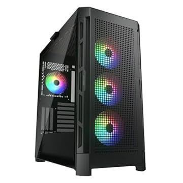 Cougar Capa para jogos Duoface Pro RGB suporta placa gráfica de 390 mm com controle, quatro ventiladores RGB e dois painéis frontais distintos incluídos (vidro temperado e malhado) (preto)