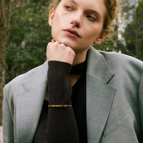 Mchic Bangle Bracelets for Women: 18K Gold/Silver Plated Stainless Steel Waterproof Bangles for Small Wrists Non Tarnish Closed Oval Cuff with Openable Gold Jewelry3