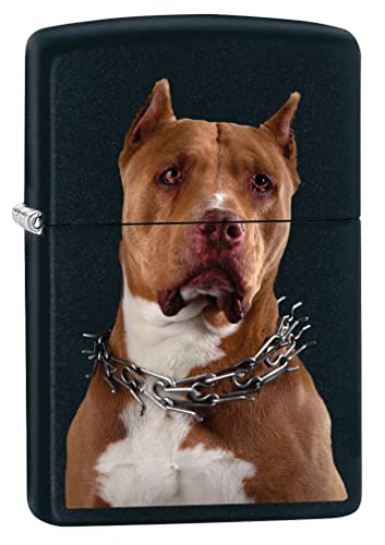 Encendedor Zippo Pit Bull Dog Negro Mate Resistente al Viento miniatura 1