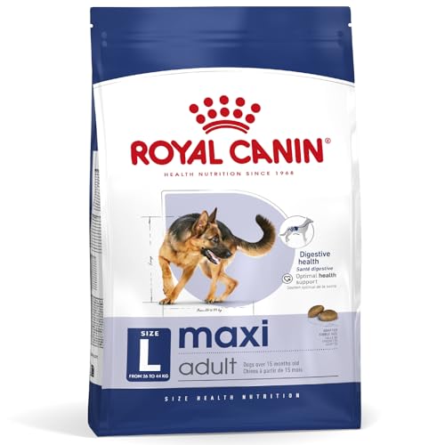 Royal Canin Maxi Adult | 4 kg | Alleinfuttermittel für Hunde großer Rassen | Omega -3 Fettsäuren für Haut und Fell | Abgestimmter Energiegehalt und angepasste Krokettengröße