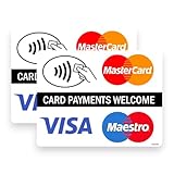 Paquete de 2 pegatinas autoadhesivas de 12 cm x 10 cm para tarjetas de bienvenida sin contacto – negocios, tienda, tarjeta de débito, Visa, Maestro SG050