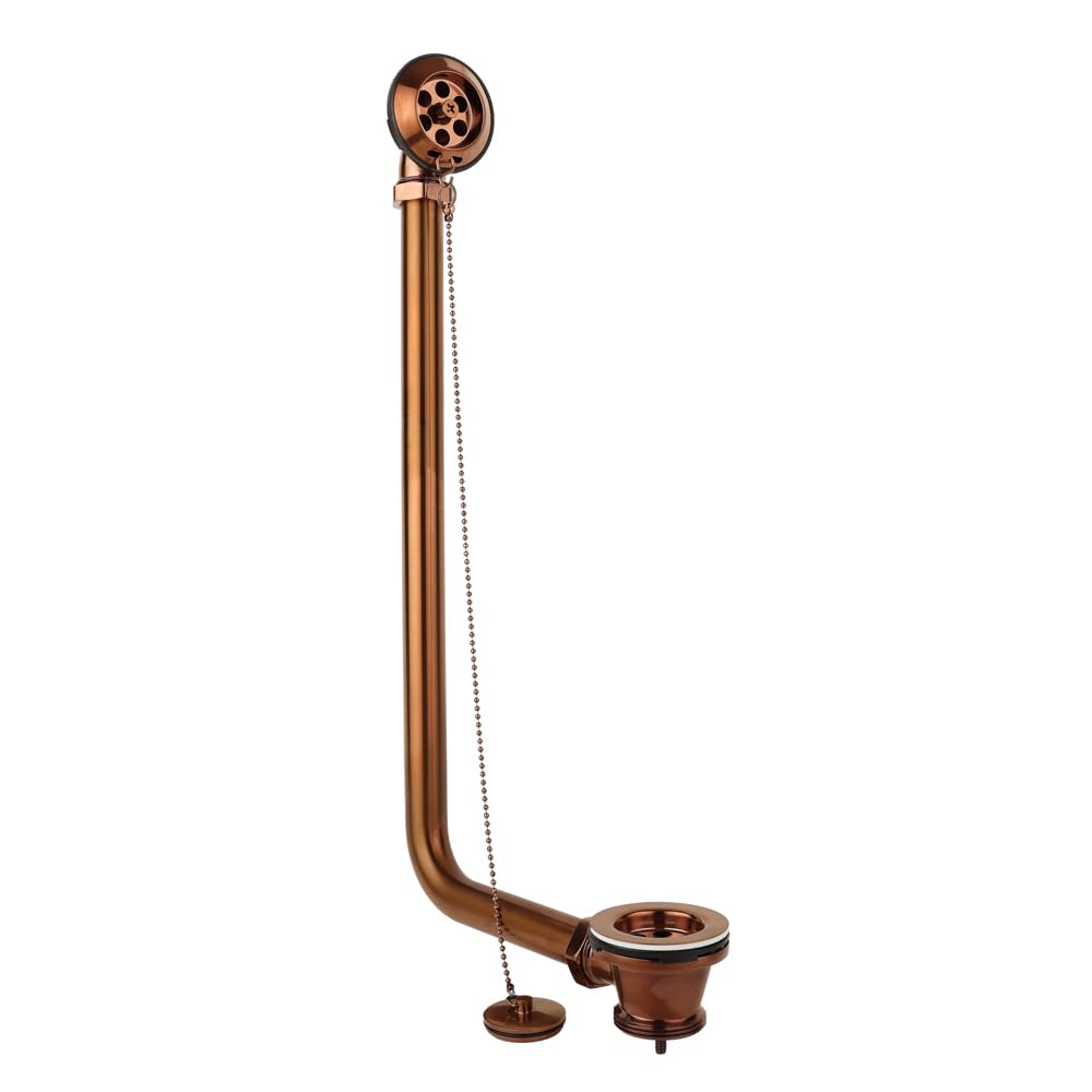 Milano Brushed Copper Elizabeth Exposed Bath Waste And Plug And Ball Chain