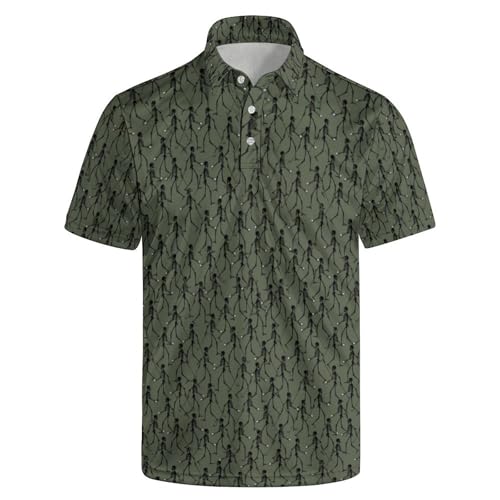 BIANTI Golf Shirts for Men Skull Golfer Print Polo Shirts Moisture Wicking Athletic Polos for Sports