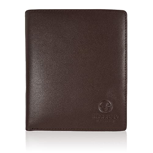 Extra Large Mens Leather Wallet with 12 credit card slots. Slim Minimalist Design, Not Bulky. Bifold Organizer. Wallet for Men. Dark Brown 5 x 4.25 in.4