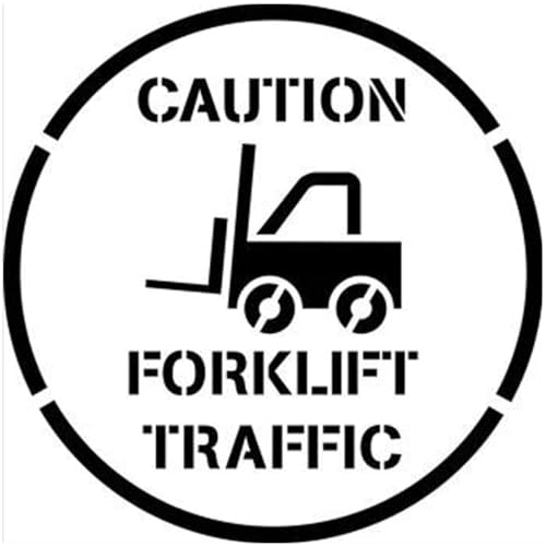 Large Caution Forklift Traffic Safety Stencil 48 Inch Safety Symbol Parking Lot Pavement Marking .118 Thick Easy to Clean One Piece Reusable Template for Garages and Airports by Marketing Holders