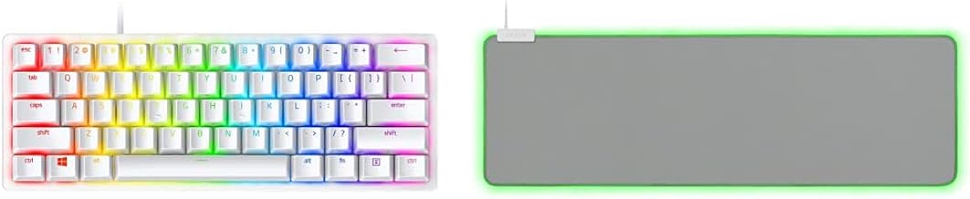 Huntsman Mini 60% Gaming Keyboard + Goliathus Extended Chroma Bundle: Clicky Optical Switches - Mercury White