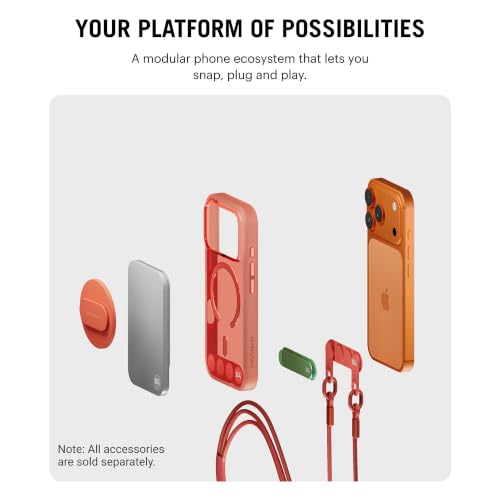 Image of DailyObjects iPhone 17 Pro Max Stack Clear Classic Case Cover | Compatible with MagSafe | Camera & Body Protection | Scratch Proof | Dual Hybrid Protection | Wireless Charging - Flamingo Orange