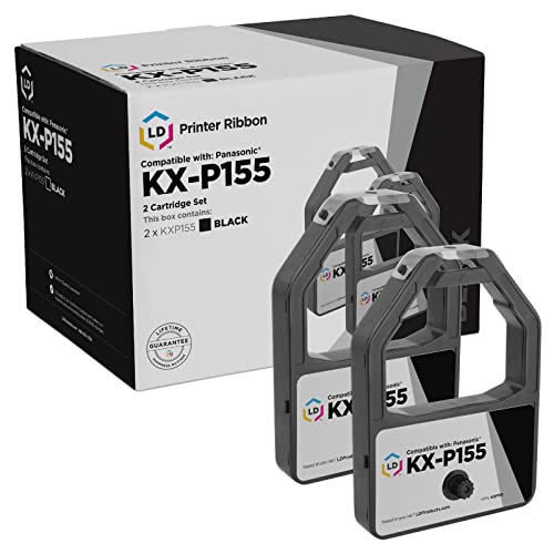 LD Compatible Printer Ribbon Cartridge Replacement for Panasonic KX-P155 (Black, 2-Pack) Compatible with Craden DP 7 KX-P1624 KX-P1654 KX-P2624 KX-P3624 Roland DG PR-2450