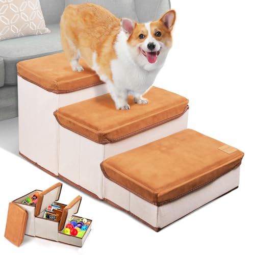 MINENICE Hundetreppe 3 Stufen - Faltbare Treppe Für Kleine Hunde