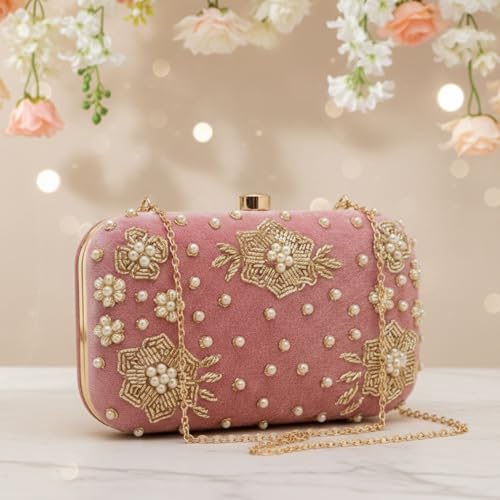 Image of RABIYA Clutch Purse for Women Formal Dressy Evening Clutches Handbags for Wedding Elegance Charm Premium Elegance Clutch Bag with Detachable Chain Handal | Gift for Women | Clutch for Women