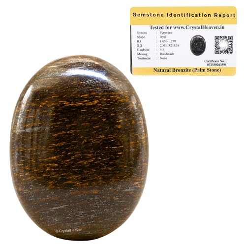 Image of Certified Bronzite Crystal Palm Pebbles Stones for Anxiety Stress Relief Massage - AAA Grade Original Healing Gemstone Agate Palm Stone for Yoga Meditation Spiritual Reiki Feng Shui