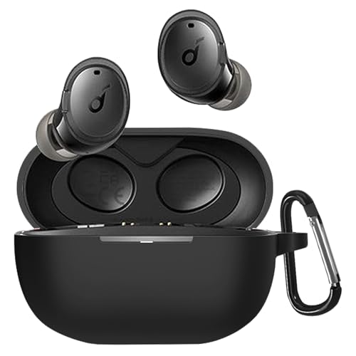 YAODLE For Anker Soundcore Life A3i ケースシリコン製 全面保護 落下防止 Soundcore Life A3i ケース キズ防止 耐衝撃 装着充電可能 軽量小型 カラビナ付き(ブラック)