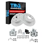 TRQ Rear Brake Pad and Rotor Set Ceramic G Coated Slotted Drilled Solid Rotors Calipers Compatible with 2004-2008 Acura TSX 2003-2007 Honda Accord