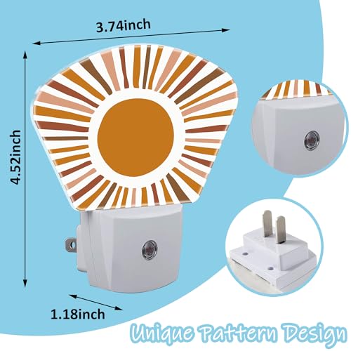 Image of Night Light Abstract Sun Plug-in LED Dusk-to-Dawn Sensor Soft Night Lamp,Suitable for Home Bedroom Bathroom Hallway Stairs