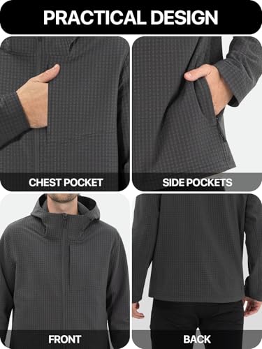 Image of Mens Lightweight Windbreaker Hiking Softshell Jacket Water-resistant Full Zip Hoodies Golf Jackets